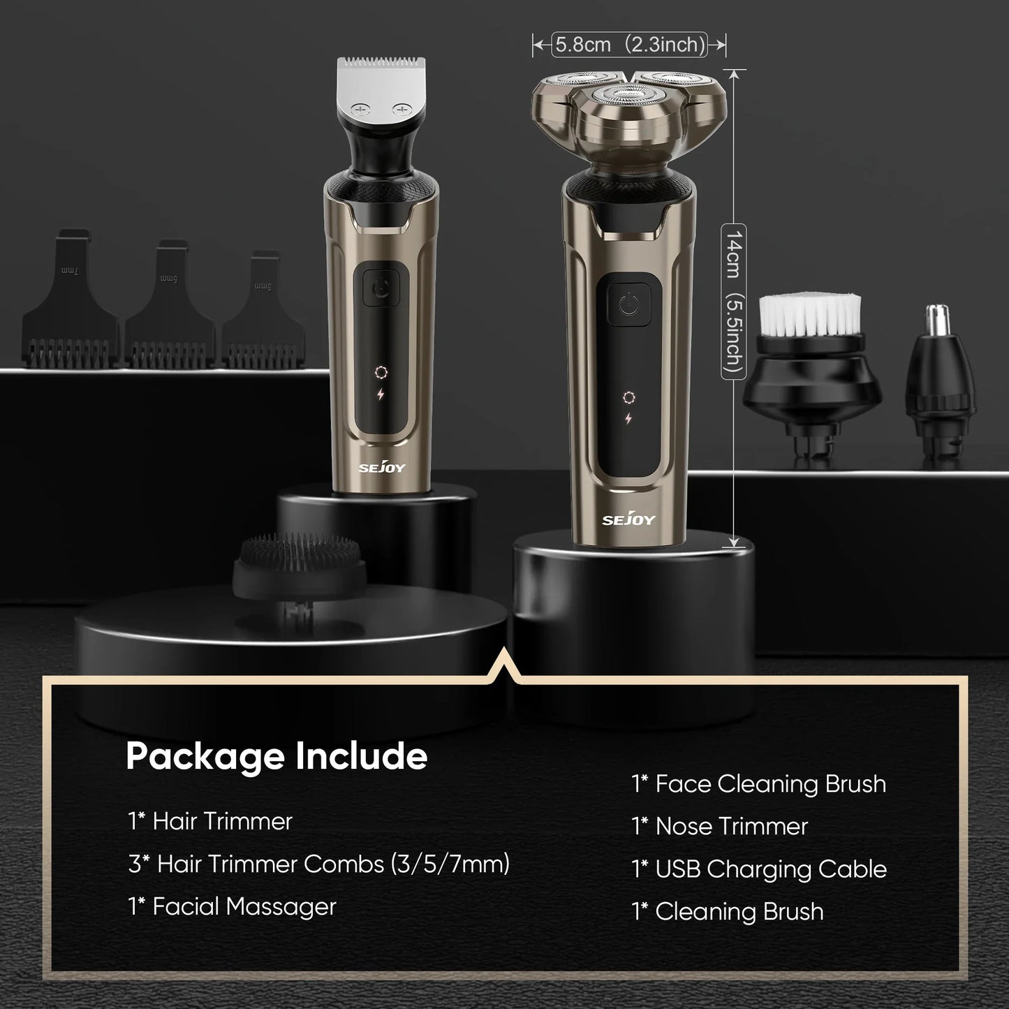 Sejoy Electric Hair Clipper for Men  5 in 1 Electric Nose Hair Trimmer Professional Cutting Machine Rechargalbe