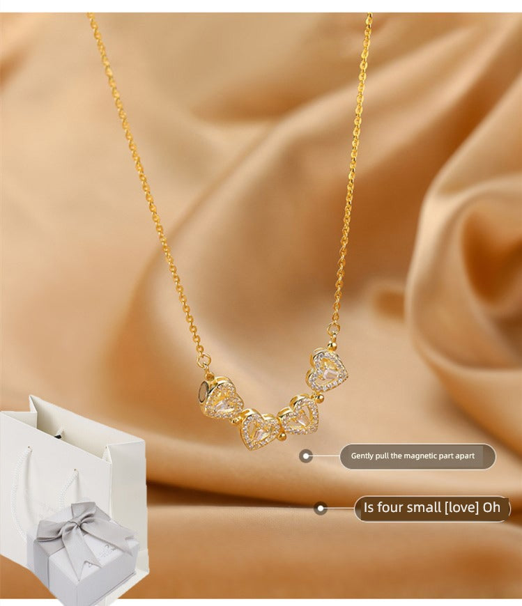 Four-Leaf Clover Genuine Love Necklace Women's Sterling Silver 999