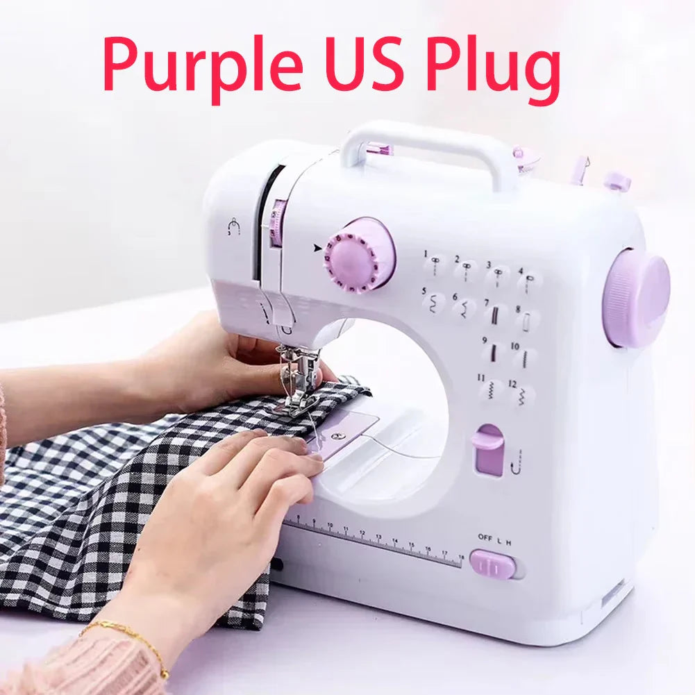 INNE Portable Sewing Machine Mini Electric Household Crafting Mending Overlock 12 Stitches Pedal Beginners With Presser Foot