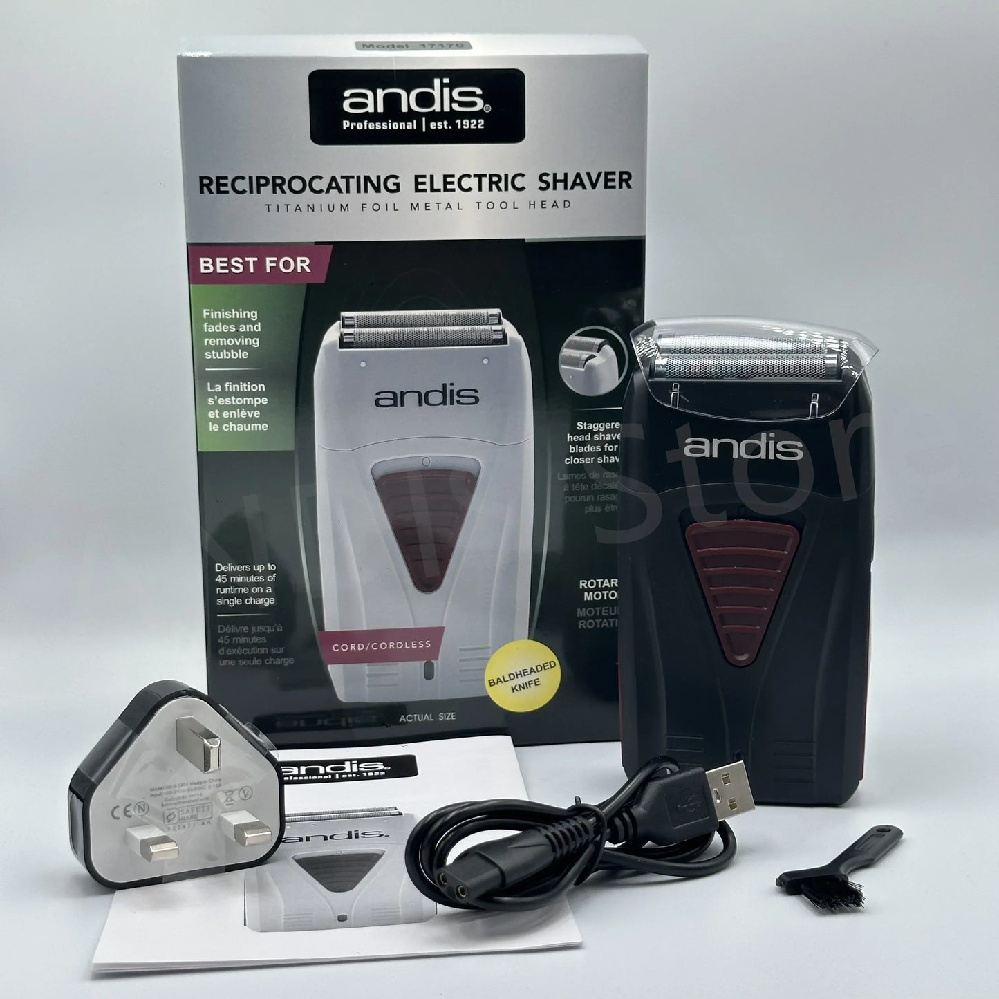 Original Andis 17170 Foil Lithium Titanium Shaver Smooth Shaving Cordless Shaver With Charger  For Men Razor Bald Hair Clipper