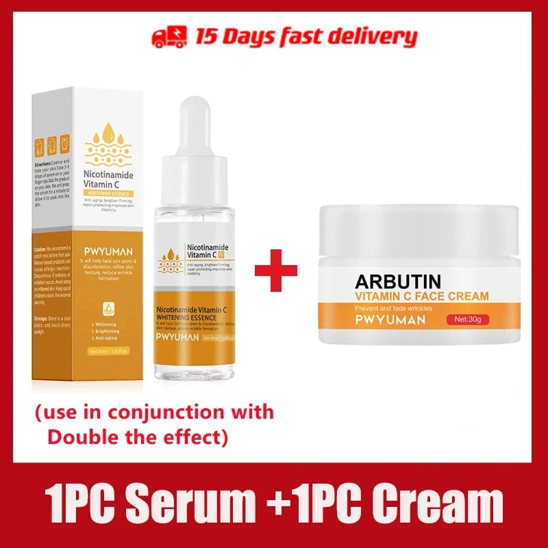 Vitamin C Whitening Freckles Serum Cream Remove Dark Spots Fade Melasma Lighten Melanin Pigment Bleaching Moisturizing Skin Care