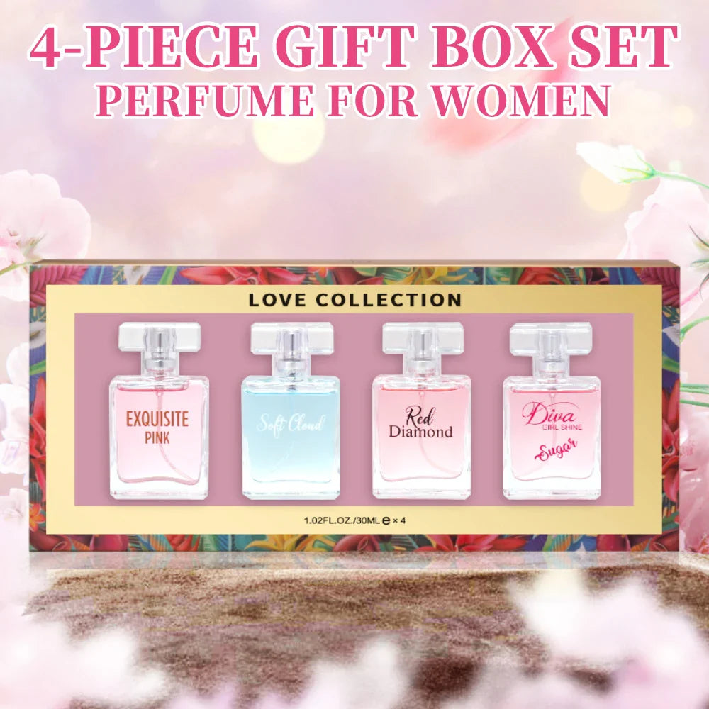 Women's Love Collection Fragrance Set Eau De Parfum Spray 4-Piece Gift Set Long Lasting 1.02 Fl Oz per Bottle