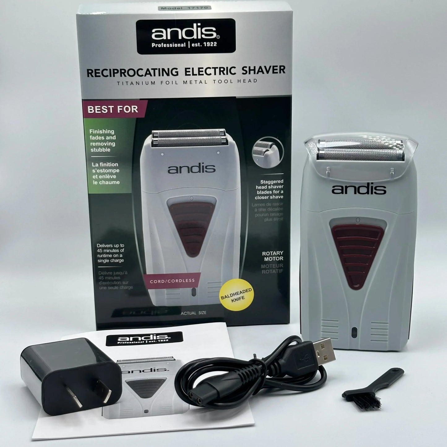 Original Andis 17170 Foil Lithium Titanium Shaver Smooth Shaving Cordless Shaver With Charger  For Men Razor Bald Hair Clipper