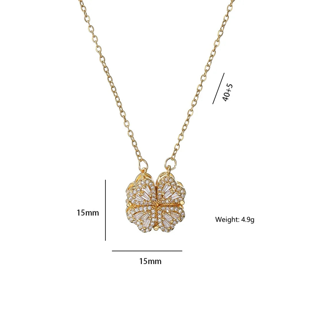 Fashion Retro Lucky Four Leaf Clover Women Necklace Gothic Love Heart Pendant Choke Chain Necklace Stainless Steel Jewelry Gift