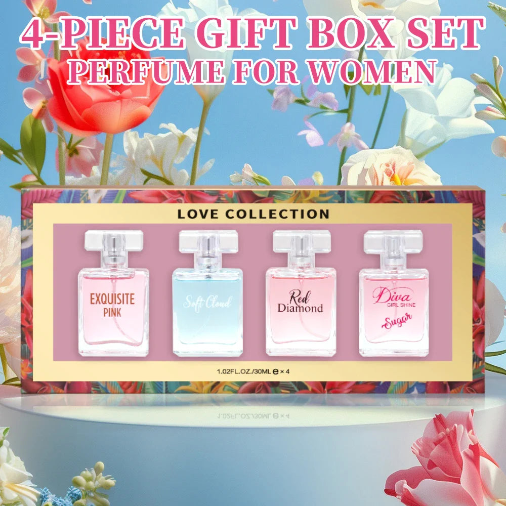 Women's Love Collection Fragrance Set Eau De Parfum Spray 4-Piece Gift Set Long Lasting 1.02 Fl Oz per Bottle