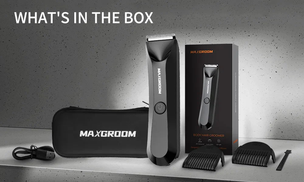 MAXGROOM Body Hair Trimmer Shaver for Men Ball Trimmer for Groin Pubic Replaceable Ceramic Blade Electric IXP7Waterproof Clipper