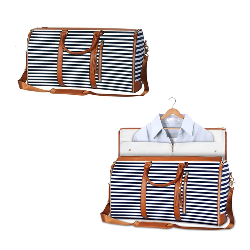 1pc Foldable Women's Travel Convenient Carry-on Clothing Bag Large PU Leather Duffel Bag Women's Business Travel Bag