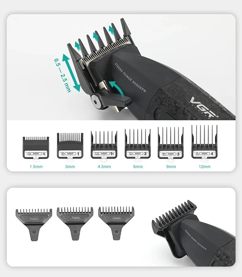 VGR Hair Trimmer Professional Electric Hair Clipper Barber Hair Cutting Machine 9000 RPM Haircut Metal Trimmer for Men V-640