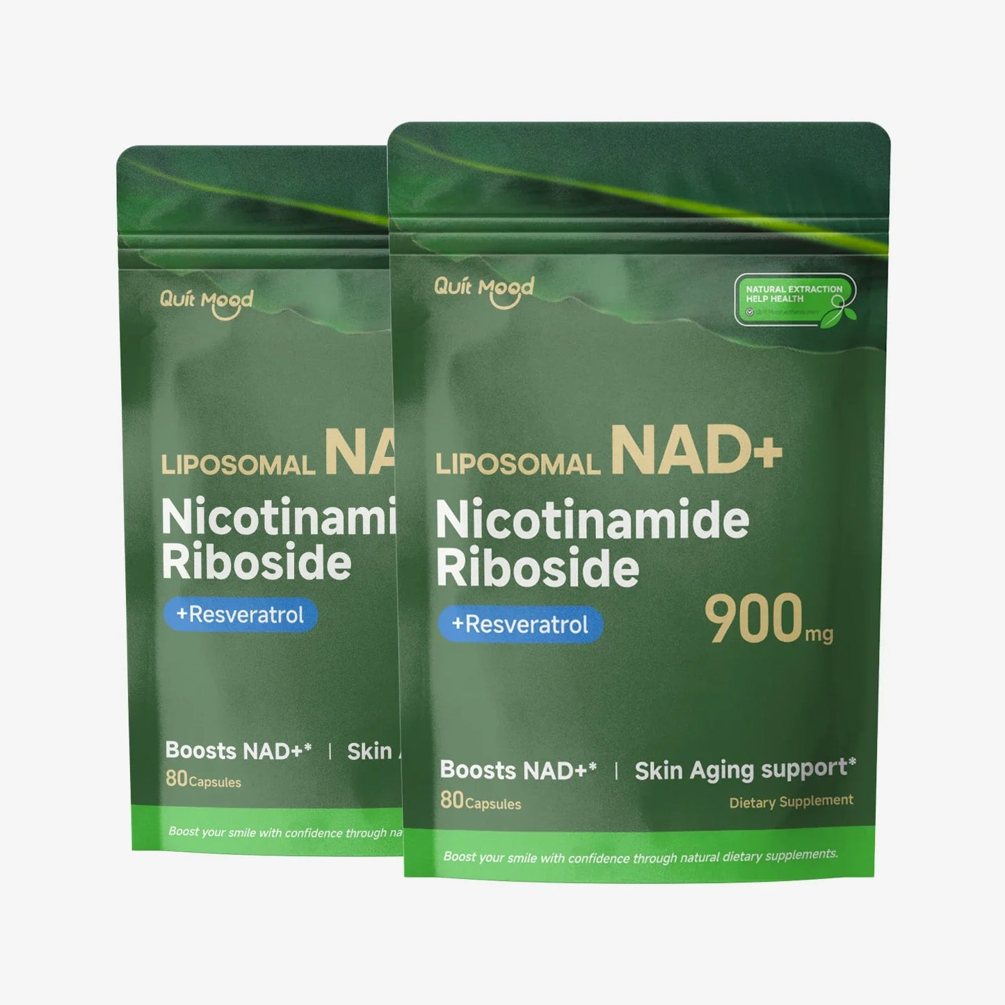 NR900 Supplement - Liposomal Nicotinamide Riboside, Resveratrol, Quercetin by Quitmood- High Purity NAD Supplement for Ski