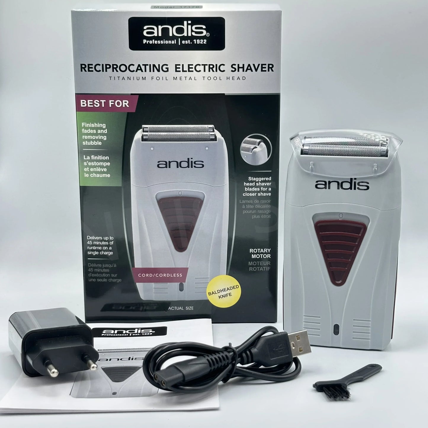 Original Andis 17170 Foil Lithium Titanium Shaver Smooth Shaving Cordless Shaver With Charger  For Men Razor Bald Hair Clipper