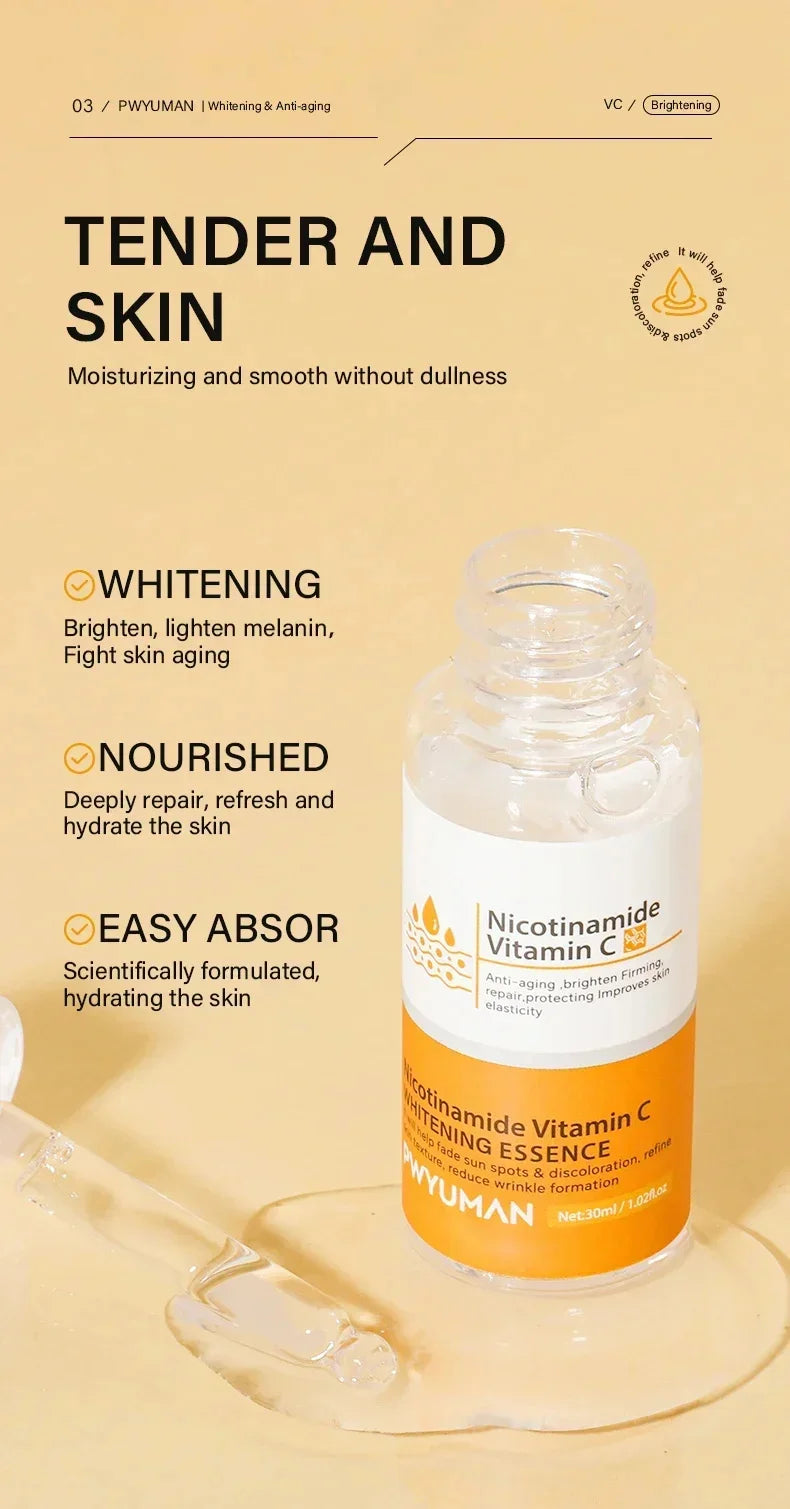 Vitamin C Whitening Freckles Serum Cream Remove Dark Spots Fade Melasma Lighten Melanin Pigment Bleaching Moisturizing Skin Care