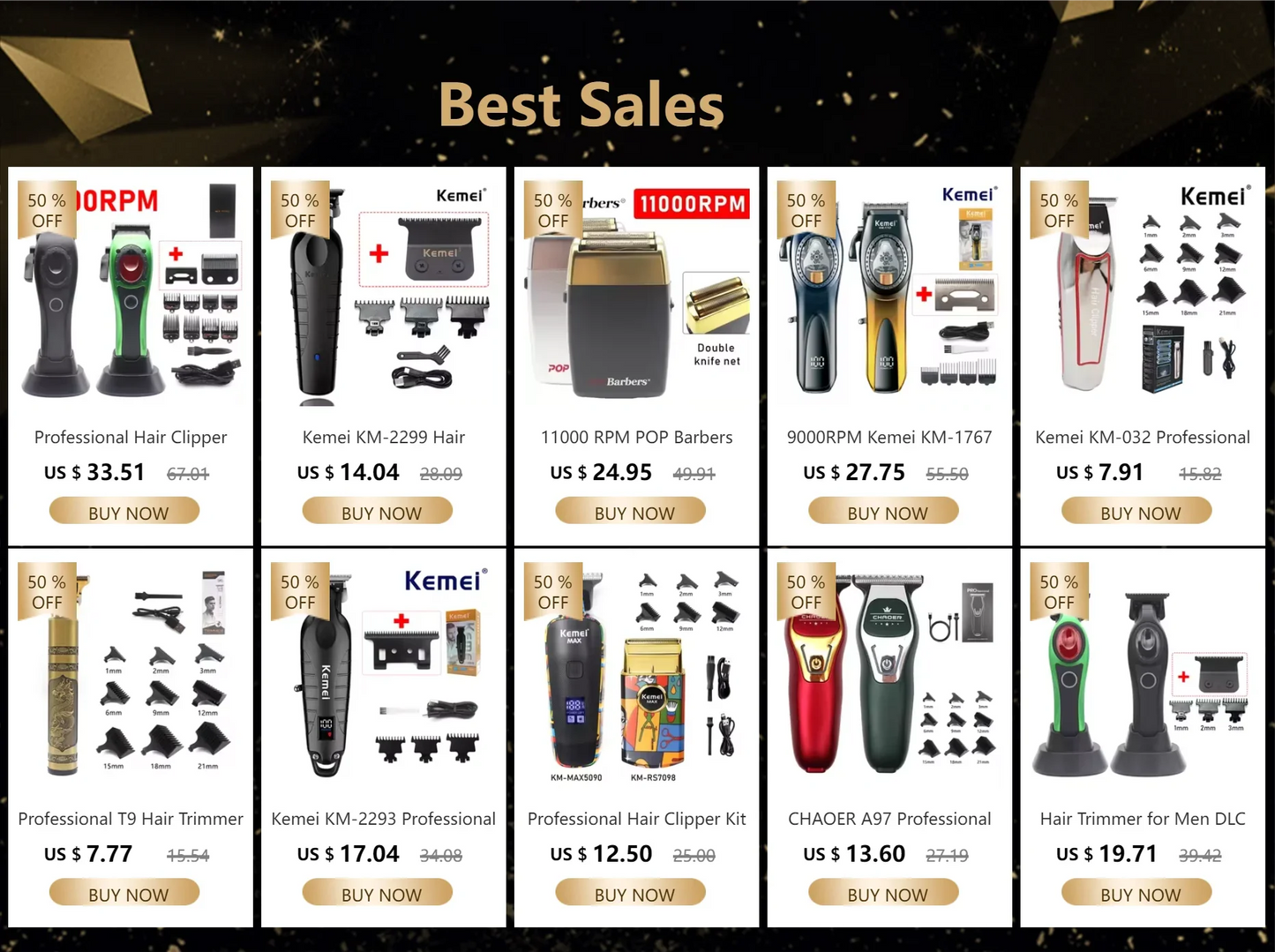 Kemei 2361 10000RPM Professional Men's Hair Clipper Magnetic Motor DLC Blade with Base Charger Hair Trimmer Hair Cutting Machine