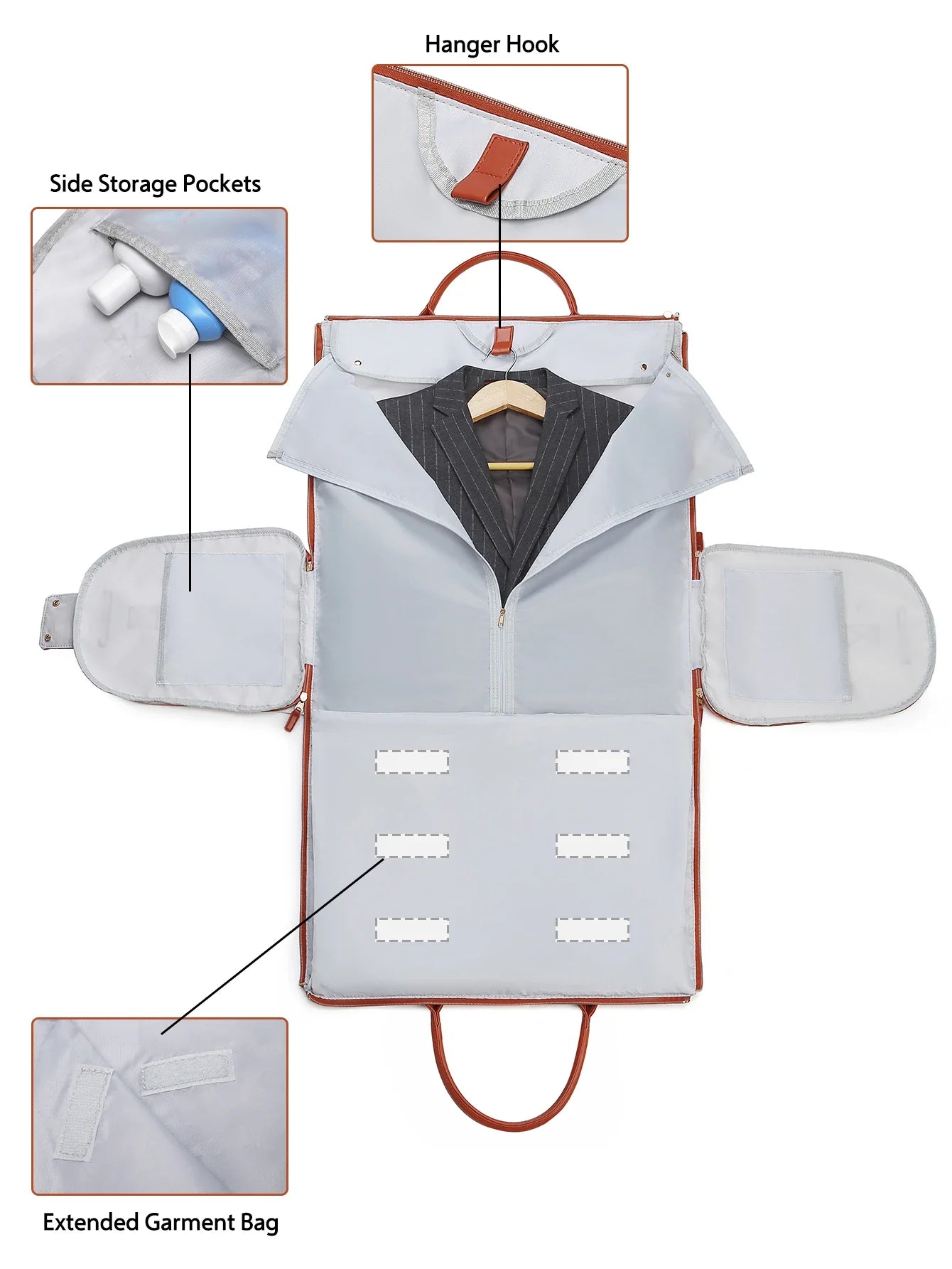 Carry On Garment Bag 55L Large Pu Leather Duffle Bag Waterproof With Shoe Pouch For 2 In 1 Hanging Suitcase Suit Travel Bags