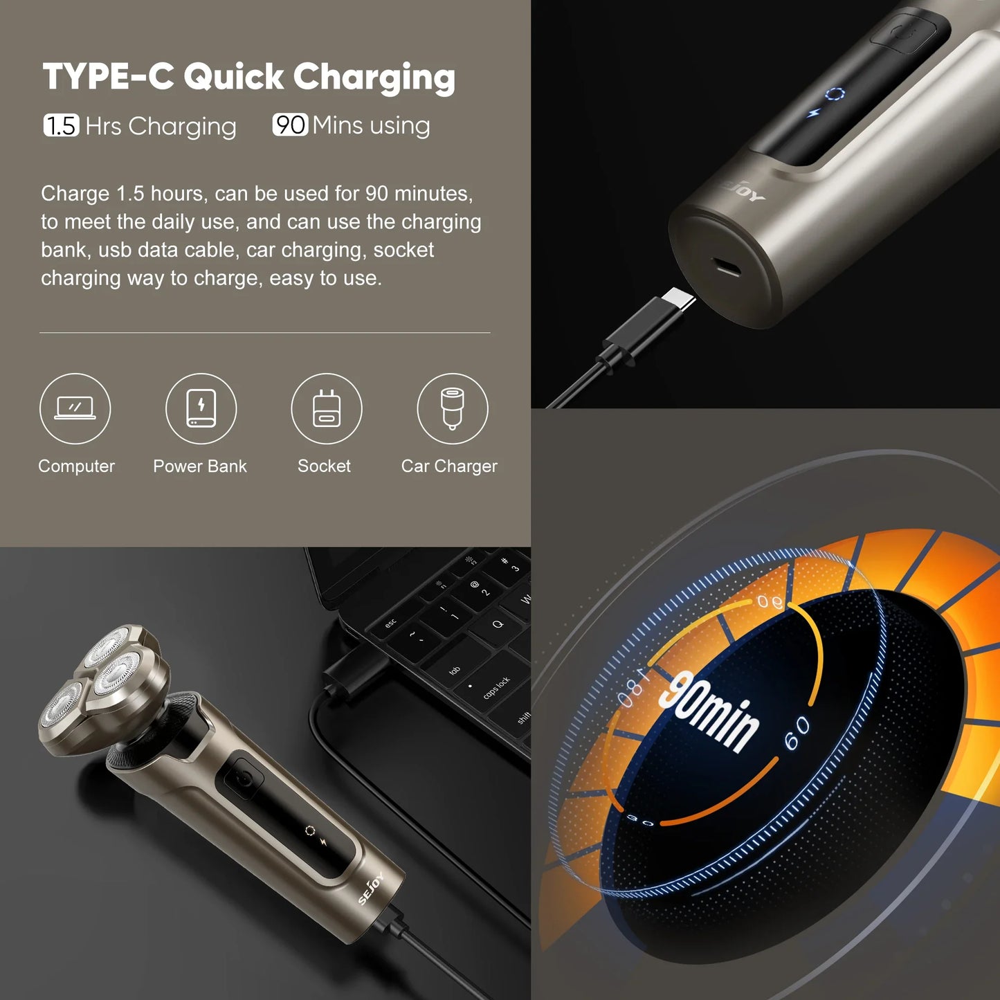 Sejoy Electric Hair Clipper for Men  5 in 1 Electric Nose Hair Trimmer Professional Cutting Machine Rechargalbe