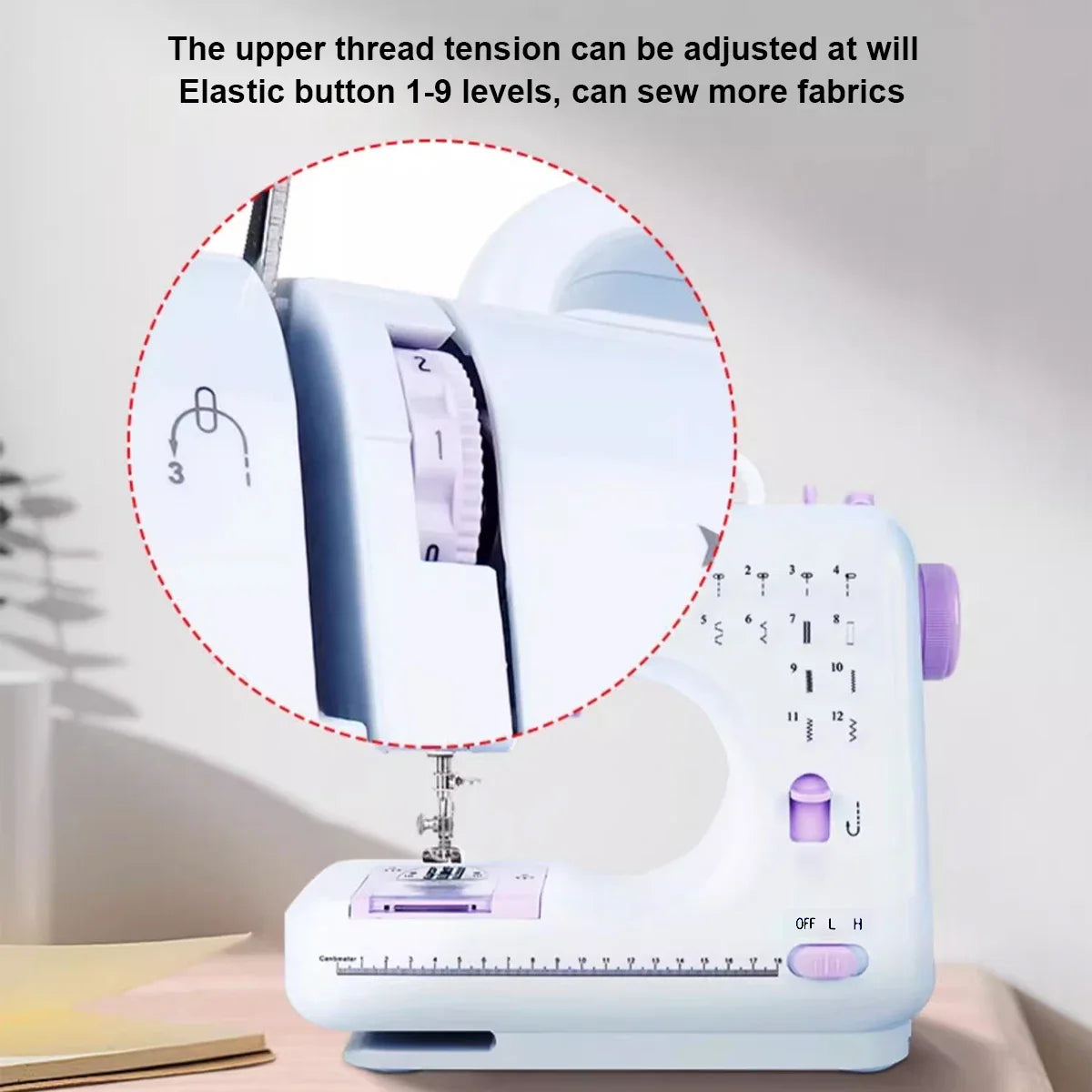 INNE Portable Sewing Machine Mini Electric Household Crafting Mending Overlock 12 Stitches Pedal Beginners With Presser Foot