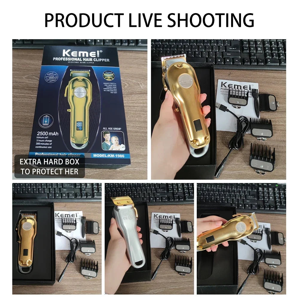 Kemei KM-1986 Or Blade Hair Trimmer For Men Trimmer Professional Hair Clipper Electric Razor Rechargeable Hair Cutting Machine