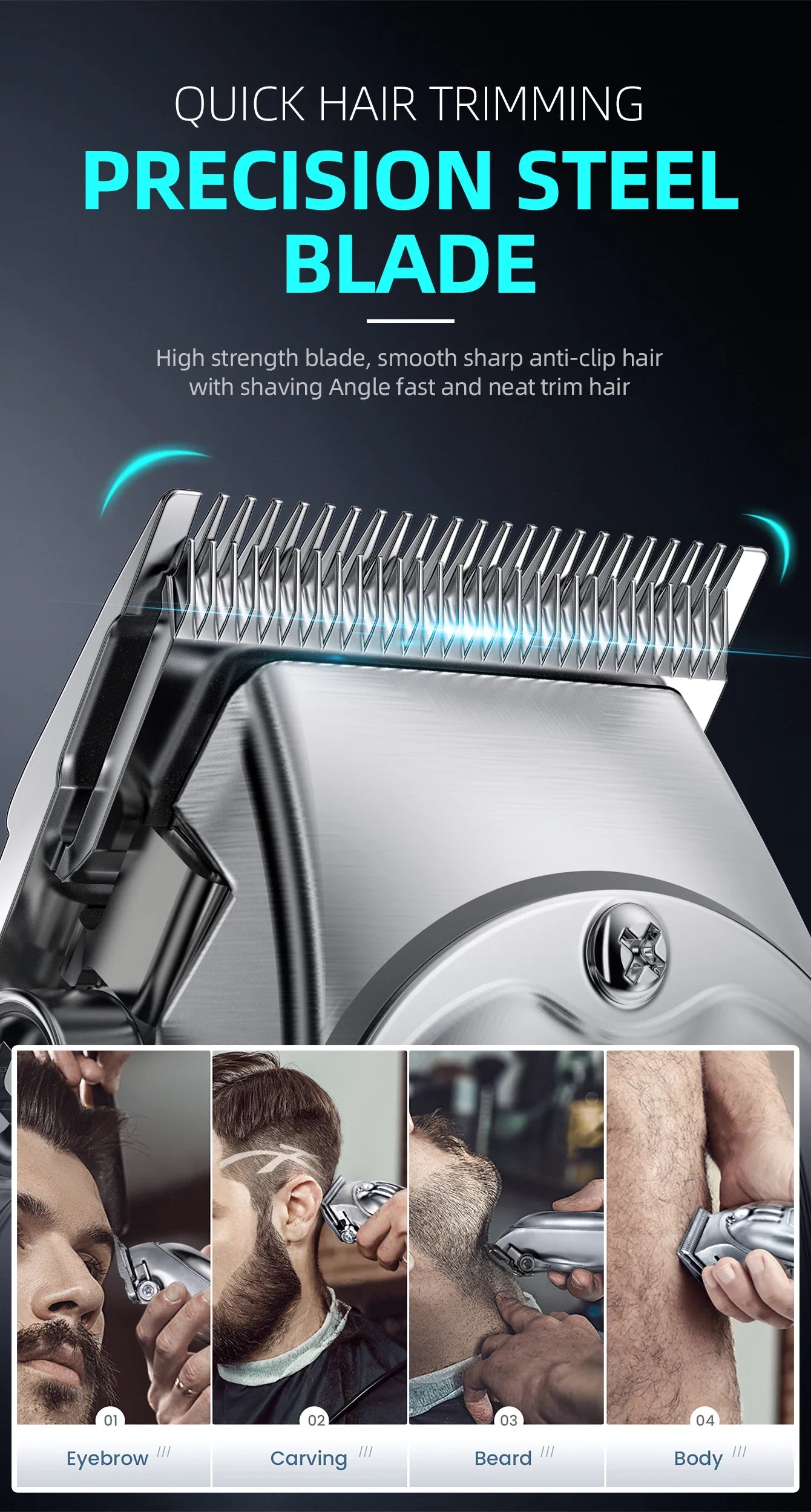 KIKIDO 2in1 Adjustable Cordless Hair Cutting Machine Full Metal Combo Kit Barber Hair Clipper Beard Shaver Kit for Men Gift2575T