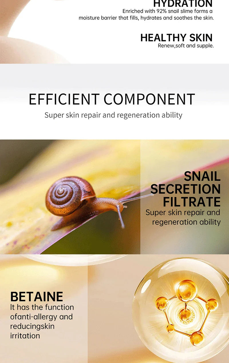 Collagen Snail Mucin 92% Repair Face Cream Repairing Lift Firm Anti-aging Fade Fine Lines Acne Treatment Brightening Skin Care