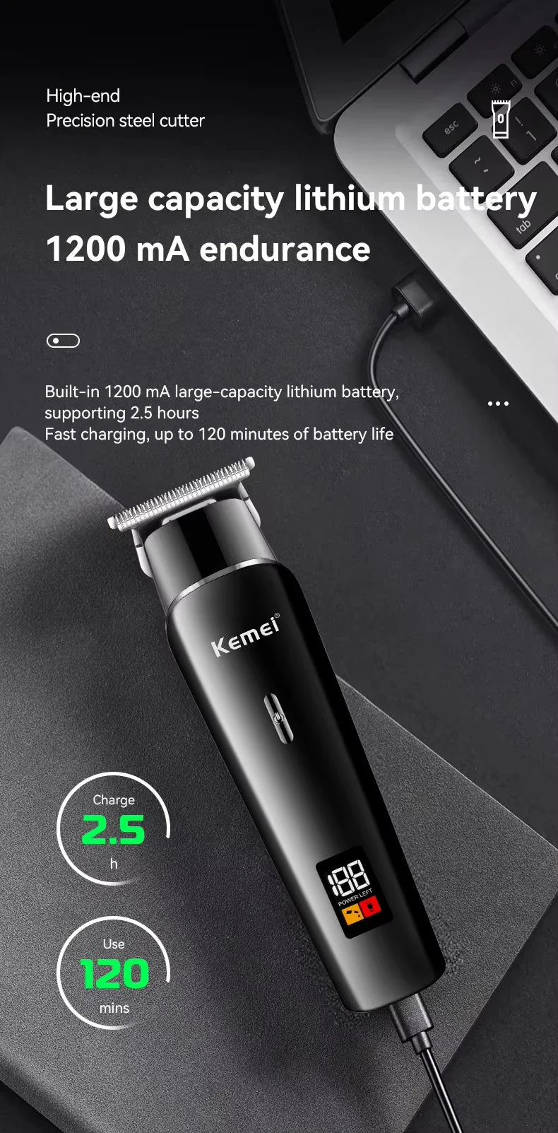 Kemei KM-2290 KM-1113 KM-2026 professional Electric hair clipper kit Men's Shaver Cordless Barber Hair Trimmer USB beard Razor