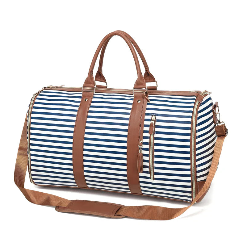 1pc Foldable Women's Travel Convenient Carry-on Clothing Bag Large PU Leather Duffel Bag Women's Business Travel Bag